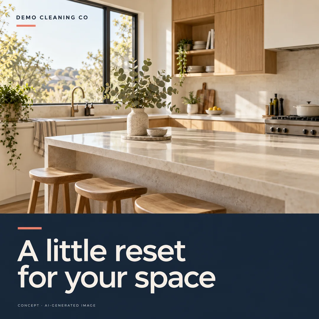 AI-generated kitchen concept for a fictional cleaning business